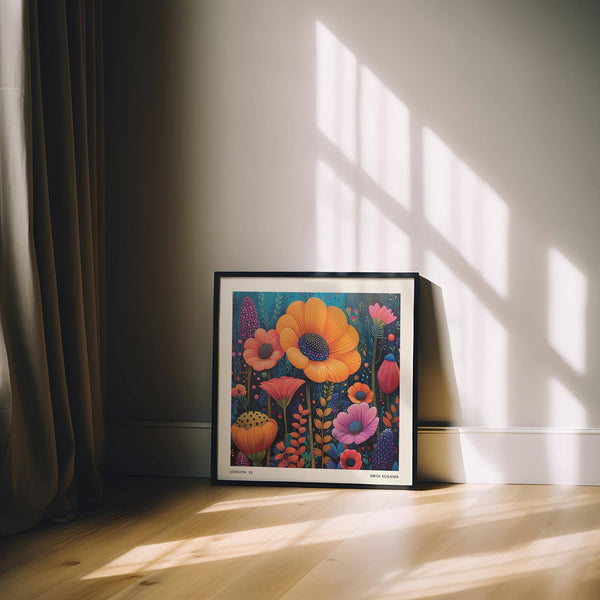 Unique Japanese modern art print with bold colour contrasts