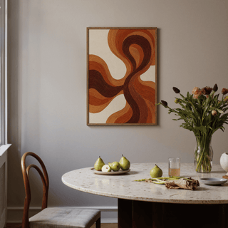 Organic Line Poster in orange and beige, perfect for study wall art