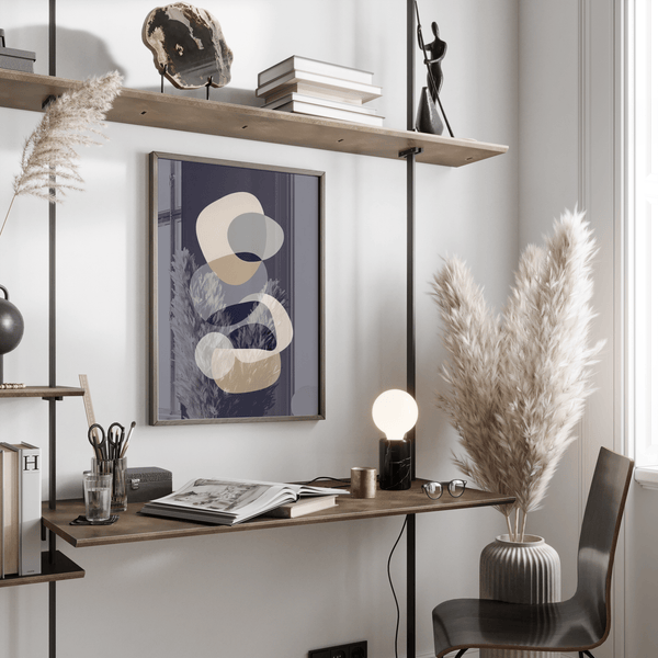 abstract modern art print with Blue Gray White Beige for entryway