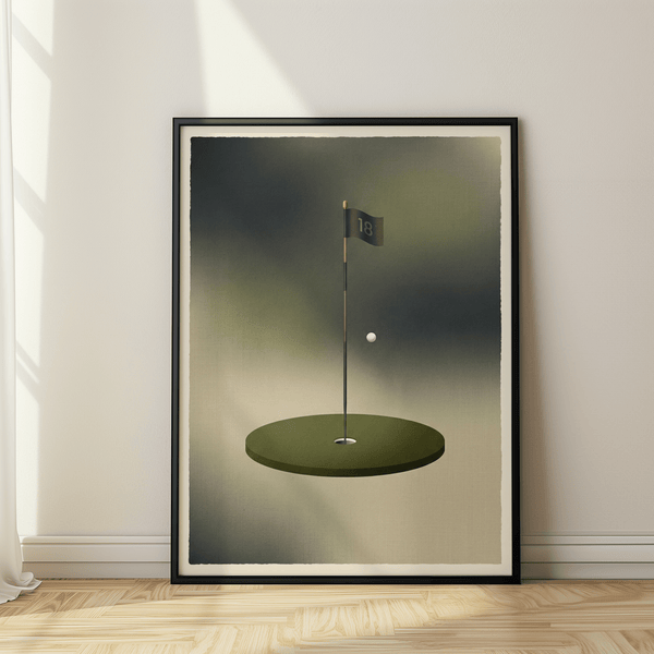 Minimalist Golf Wall Art print featuring hovering golf ball motif