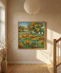 Colorful Floral Landscape Art in green and yellow, perfect for kitchen poster