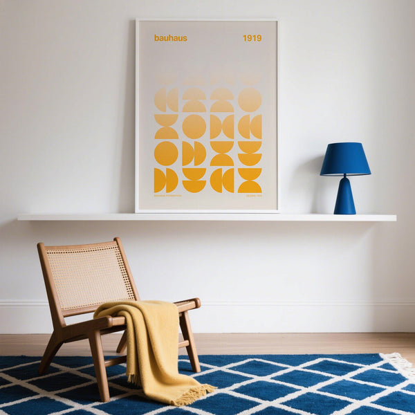 Posters Bauhaus collection print in golden yellow and soft beige.