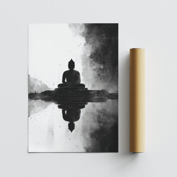 White Meditation Art Print for office calm atmosphere wall art