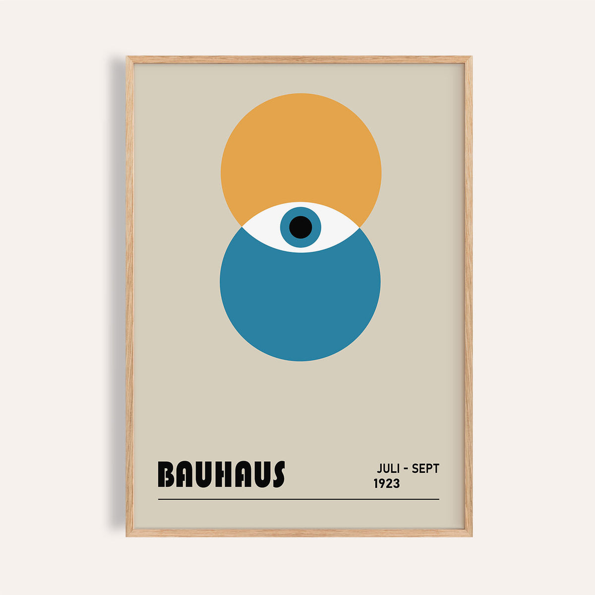 Bauhaus painting featuring an abstract geometric eye design for modern interiors