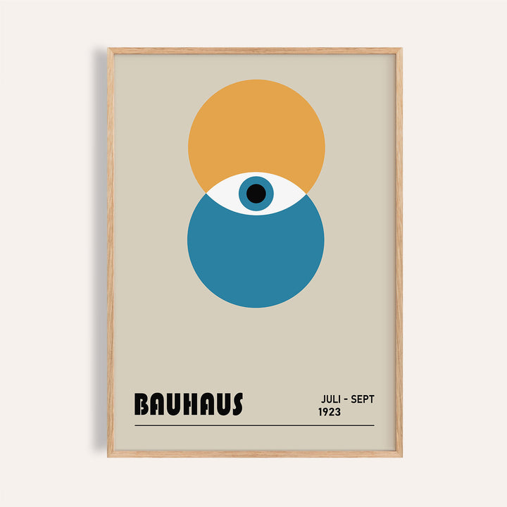 Bauhaus painting featuring an abstract geometric eye design for modern interiors