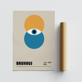 Large Bauhaus painting with abstract geometric forms for statement walls