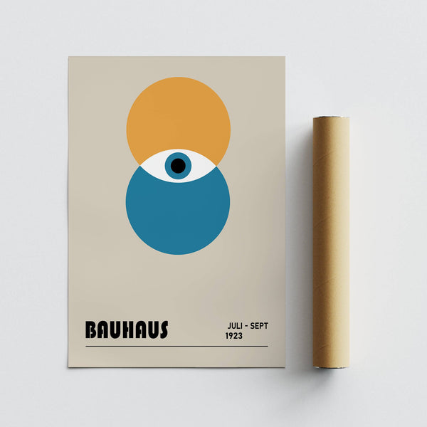 Large Bauhaus painting with abstract geometric forms for statement walls