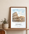 Angled Colosseum illustration wall art with stacked arches and sky wash