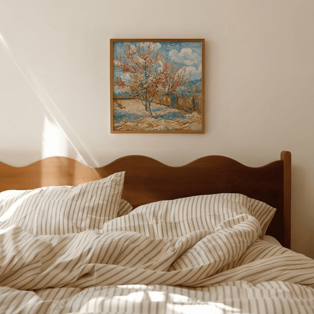 Spring Tree Art Print featuring Multicolored blossoms, suited for bedroom