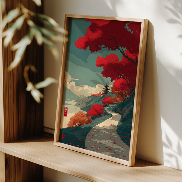 Upper canopy detail of forest wall art poster with dense foliage clusters