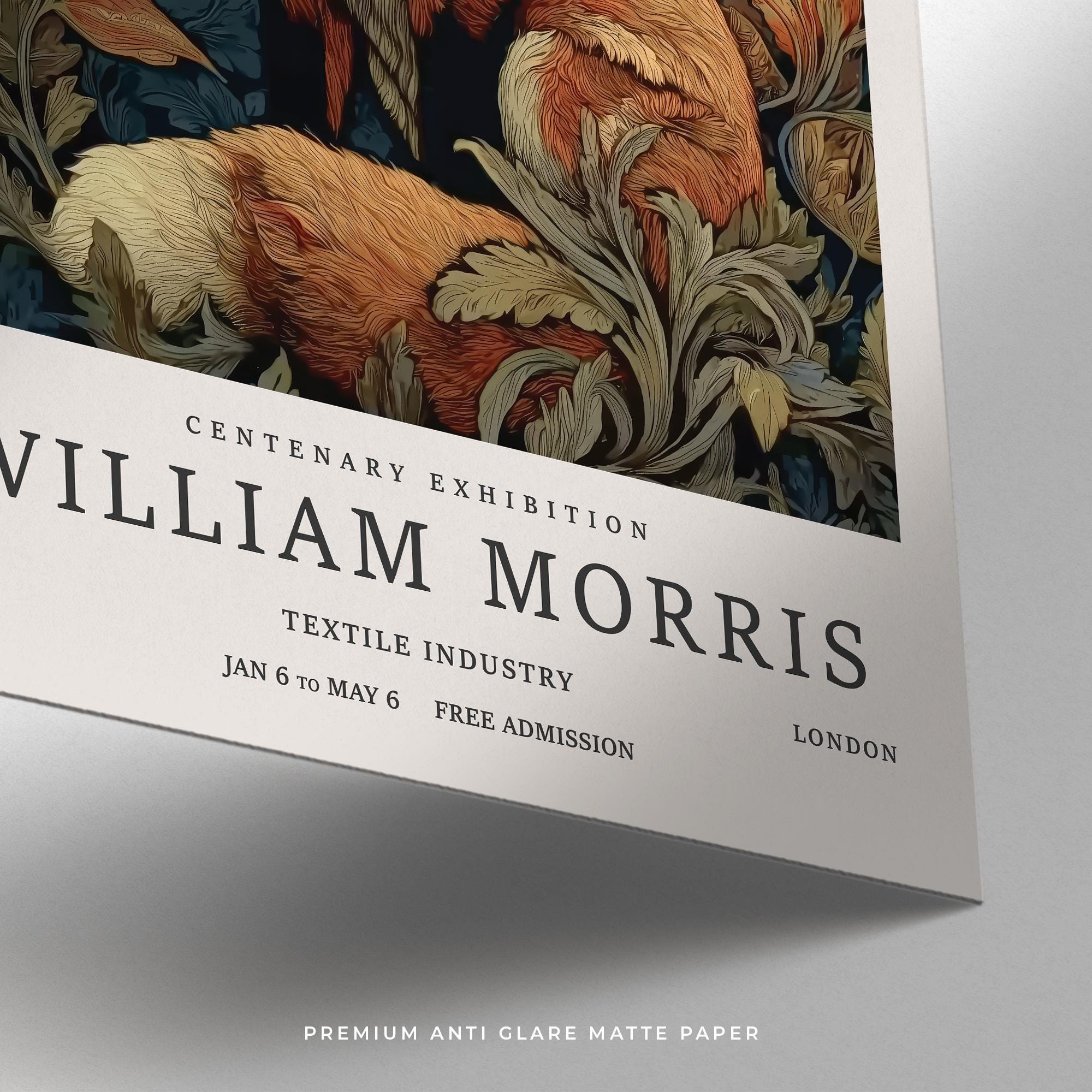 William Morris Fox Print | Botanical Fox & Floral Wall Art