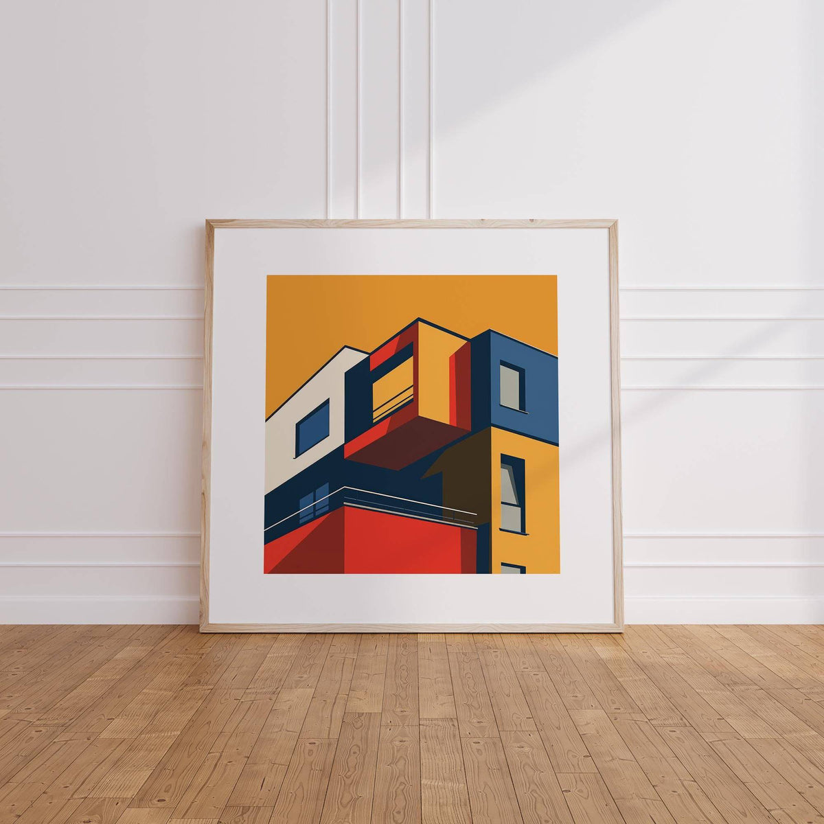 Scandinavian Bauhaus-inspired posters for office space with a sharp layout
