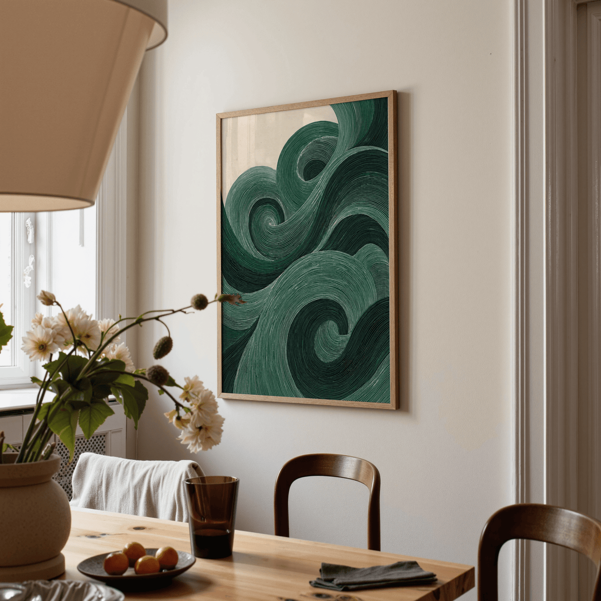 Modern Green Wall Art print for stylish entryway with green accents