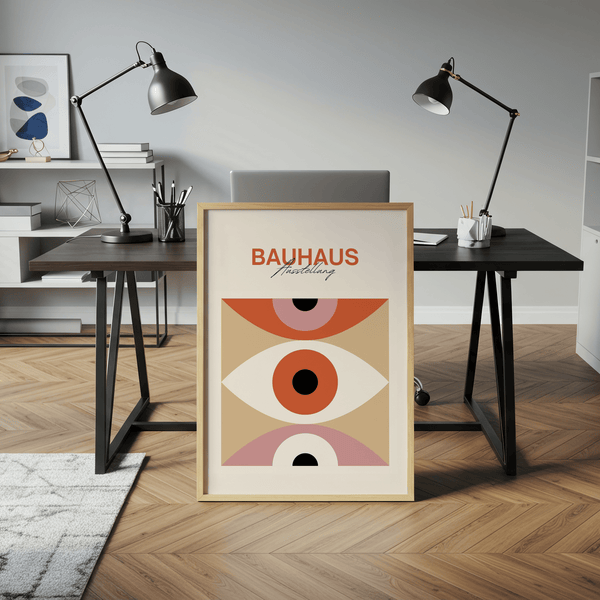 Minimalist Eye Art wall art ideal for entryway in Pink Orange Beige