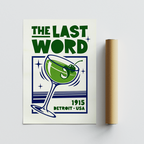 Living room print Cocktail Art Print with green cocktail imagery