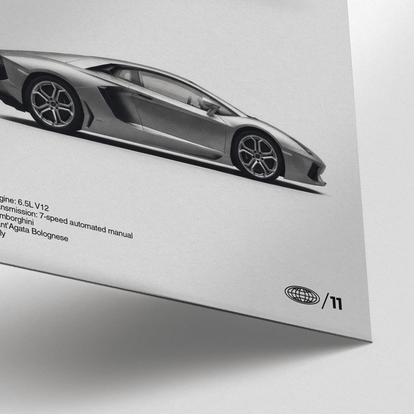 Black and White Lamborghini Aventador Wall Art for home office