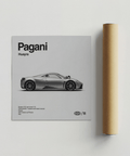 Contemporary Pagani Huayra Art Print, gray tones, living room poster