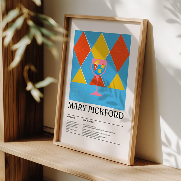 Cocktail-themed kitchen picture featuring a cherry garnish and geometric design.