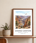 Framed-style mockup of Grand Canyon poster print with title text and coordinates