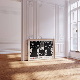 Black cat wall art print with striking visual details