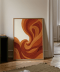 Orange and Beige Abstract Wave Art Print, stylish art print for home office