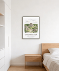 Coordinates travel poster print with Chichén Itzá title and illustrated temple view