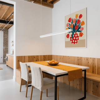 Modern Floral Art Print featuring Red and Beige hues for office