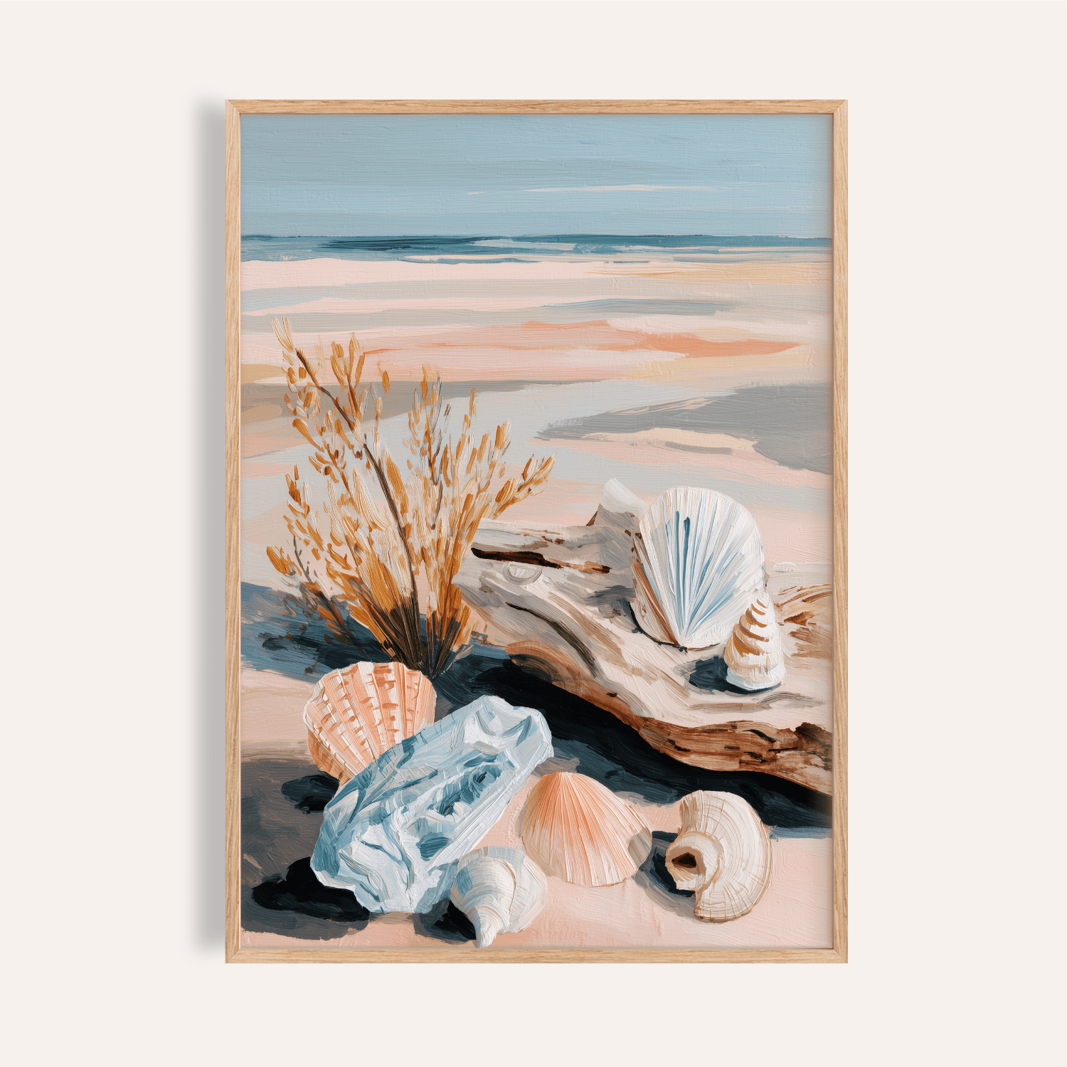 Boo Boo Shells Coastal Shell Art Print for Serene Blue or Pink Decor