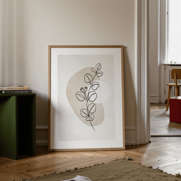 Minimalist gallery wall arrangement with Botanical Line Art Print