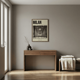 Archival Milan Architecture Art Print with THE NAVE Stone and Vertical Light caption