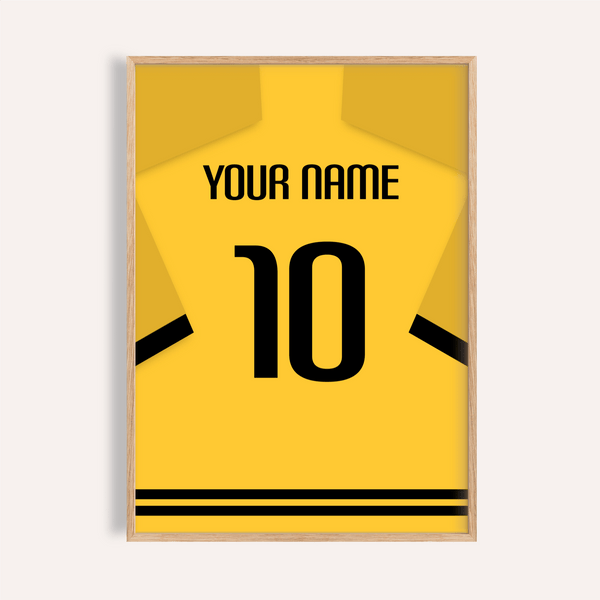 Wolves Football Shirt Poster with custom name and bold number 10 on yellow kit