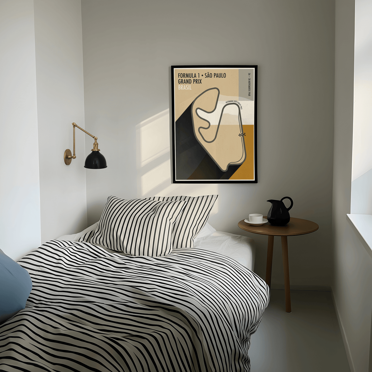 Vintage Racing Wall Art print featuring layered geometric blocks