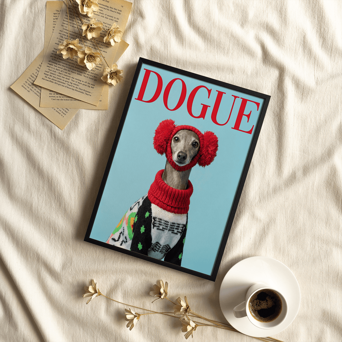 Italian Greyhound Wall Art featuring green accents, office wall art