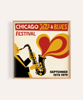 Chicago Blues Print in Yellow, Red, Black, Beige for living room wall art