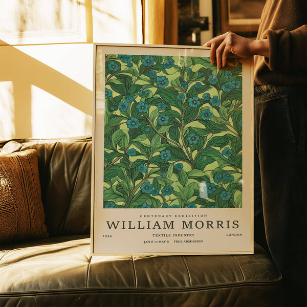 Vintage-inspired green wall art for living room featuring floral vines