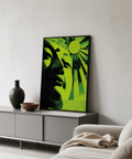 Modern Buddha Print with green color for yoga studio wall art