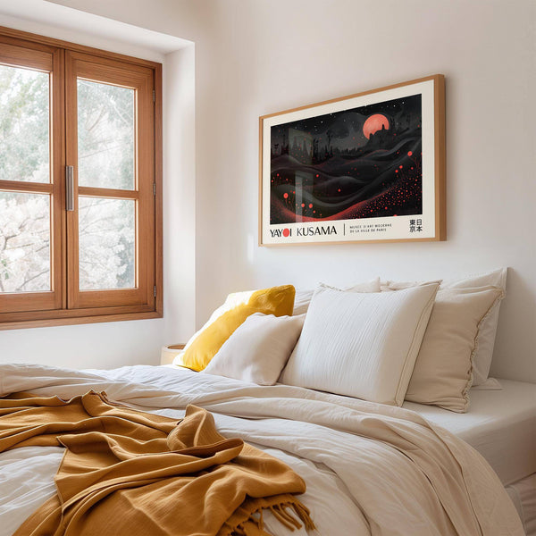 Elegant abstract moon print for contemporary bedroom decor