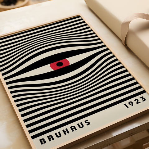 Bauhaus art with bold red centrepiece
