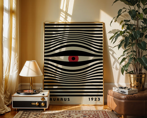 Black-and-beige optical wall print
