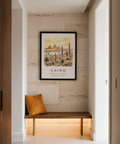 Palm trees and riverside buildings featured in Cairo city poster wall art print