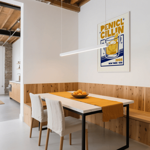 Bar Decor Wall Art, orange and blue palette for kitchen poster