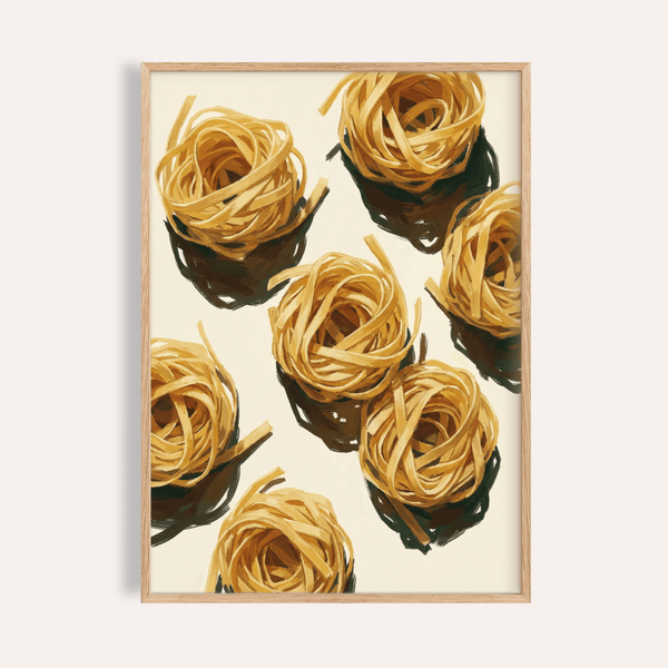 Fettuccine Print in beige and yellow for kitchen wall art decor
