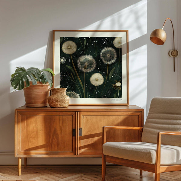 Square wall art blending nature and modern abstract elements