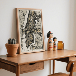 Brooklyn area map print poster with labeled borough name and drawn street network