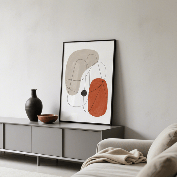 Artistic Abstract Wall Poster in Green, Yellow, Black for dining room print