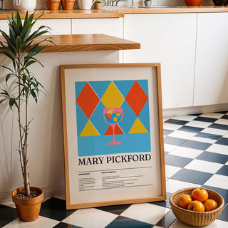Mary Pickford cocktail art with mid-century inspired color scheme.