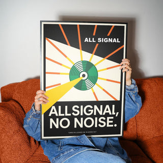 Bold wall art print of vinyl record poster in minimalist retro style.