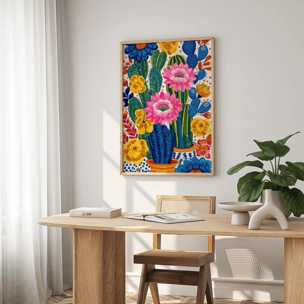 Yellow hued Colorful Botanical Wall Art for vibrant dining area wall art print