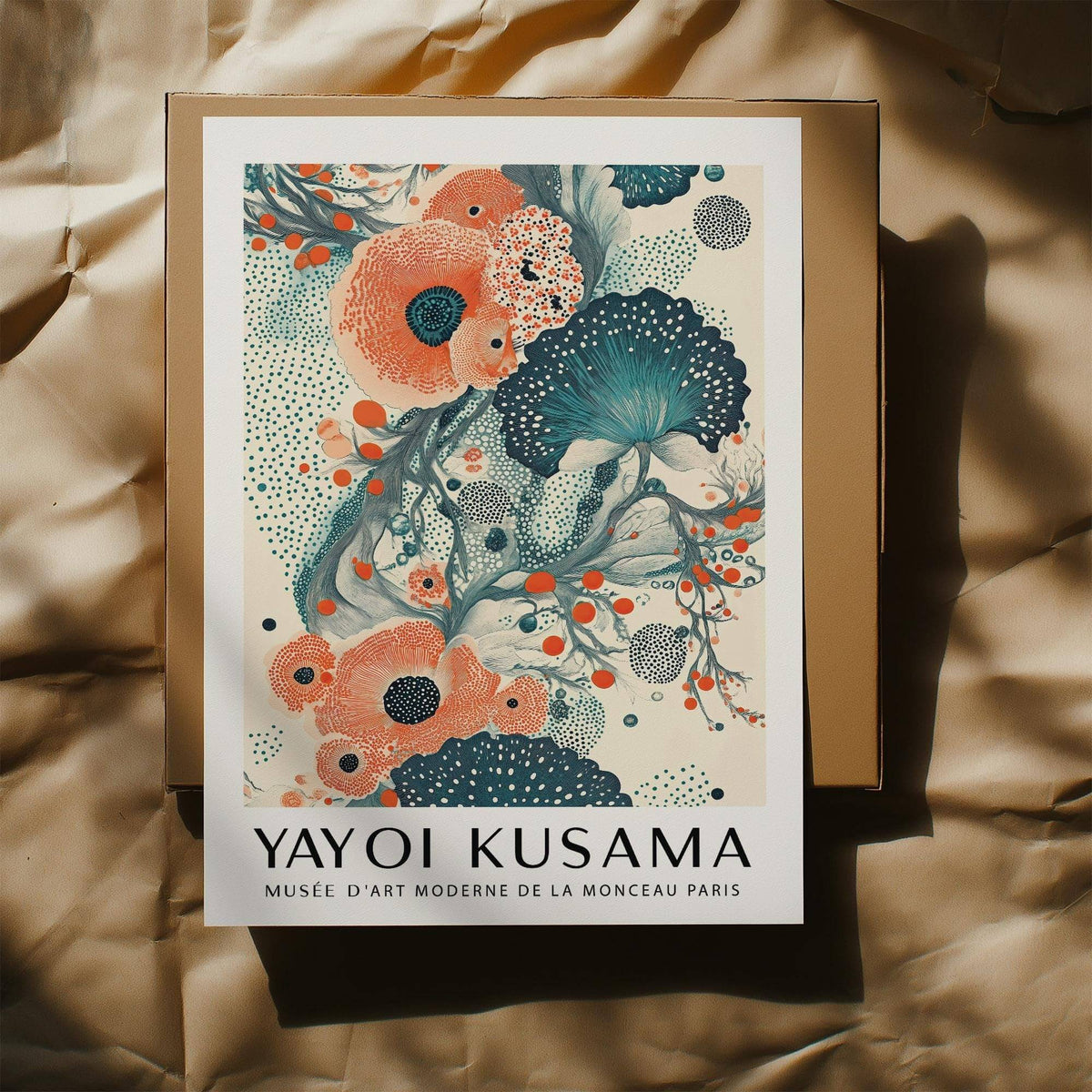 Flowing lines and textured details in abstract floral poster design