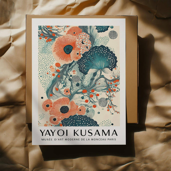 Flowing lines and textured details in abstract floral poster design